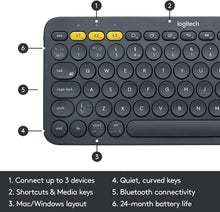 Load image into Gallery viewer, Logitech K380 Multi-Device Bluetooth Keyboard, Dark Grey (920-007558)