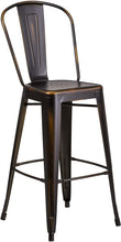 Load image into Gallery viewer, Flash Furniture Curved Metal Vertical Slat Bar Stool in Distressed Copper