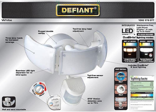 Defiant DFI-5886-WH 270 White Motion Activated Outdoor Integrated LED Light