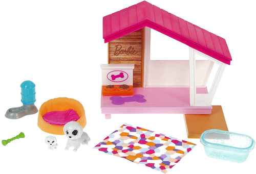 Barbie Mini Playset with 2 Pet Puppies, Doghouse and Pet Accessories, Gift for 3 to 7 Year Olds (GRG78)