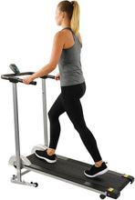 Load image into Gallery viewer, Sunny Health &amp; Fitness SF-T1407M Manual Walking Treadmill with LCD Display, Compact Folding, Portability Wheels and 220 LB Max Weight