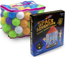 Load image into Gallery viewer, Imagination Generation Space Adventure Roarin&#39; Rocket Play Tent | Includes 100 Soft Ball Pit Balls and Carrying Bag for Travel | Rocket Ship Tent Requires Only Minimal Assembly