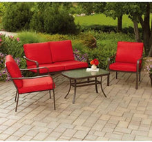 Load image into Gallery viewer, Mainstay Stanton Cushioned 4-Piece Patio Conversation Set, Seats 4 (Red)