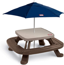 Load image into Gallery viewer, Little Tikes Fold 'n Store Picnic Table with Market Umbrella, Brown (632433M)