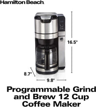 Load image into Gallery viewer, Hamilton Beach Programmable Grind and Brew Coffee Maker (45505), 12 Cup, Black