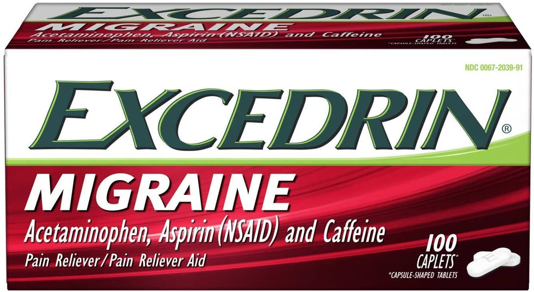 Excedrin Migraine Caplets for Migraine Pain Relief, 100 count