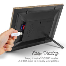 Load image into Gallery viewer, Aluratek (ADPFD10F) 10 inch Digital Photo Frame with Auto Slideshow, Distressed Wood Border, 1024 x 600, 16: 9 Aspect Ratio, Wall Mountable