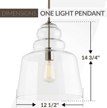 Load image into Gallery viewer, Sea Gull Lighting 6513501-962 Agatha One Light Pendant Hanging Modern Fixture, Brushed Nickel