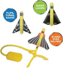 Load image into Gallery viewer, The Original Stomp Rocket Stunt Planes Launcher - 3 Foam Planes and Toy Air Rocket Launcher - Outdoor Rocket STEM Gifts for Boys and Girls - Ages 5 (6, 7, 8) and Up - Great for Outdoor Play