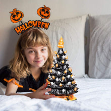 Load image into Gallery viewer, DREAMADE Hand-Painted Ceramic Christmas Tree, 14in Battery Powered Tabletop Xmas Decor, with 12 Bulit-in Lights and Top Star, Forever Lighted Holiday Centerpiece