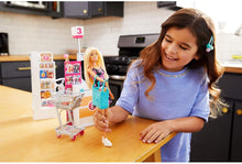 Load image into Gallery viewer, Barbie Doll, Blonde, and Grocery Store with Rolling Cart and Working Belt