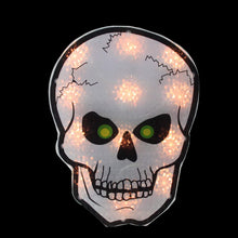 Load image into Gallery viewer, Northlight 12" Silver and Black Holographic Lighted Skull Halloween Window Silhouette Decoration