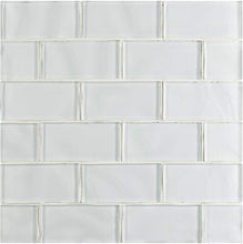 Load image into Gallery viewer, SomerTile GITTRPSW Sierra Glass Mosaic Wall Tile, 11.75" x 11.75", Ripple White/Clear, Pack of 10