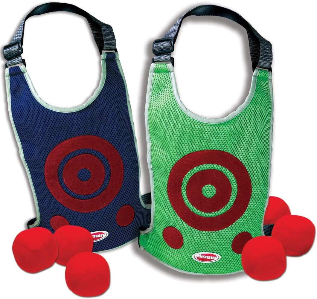 Diggin DodgeTag Game Set. Foam Dodge-Ball 6-Pack & Target Tag Vests