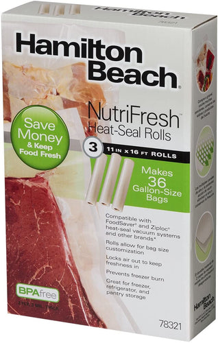 Hamilton Beach NutriFresh Heat Vacuum Sealer, 7 Roll Combo Pack (78340)
