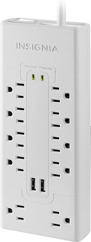 Insignia - 10-Outlet/2-USB Surge Protector - White