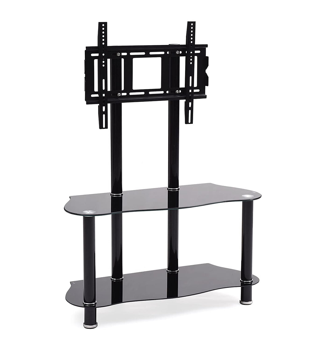 Hodedah HITV104 Glass Mount Tv Stand Black