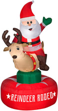 Load image into Gallery viewer, Gemmy 6.5&#39; Animated Airblown Inflatable Santa &amp; Reindeer Rodeo Scene