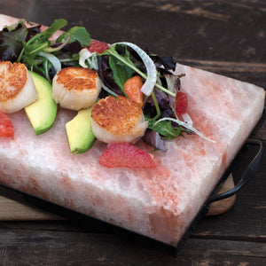 Charcoal Companion CC6064 Himalayan Salt Plate & Holder Set, 12" x 8" x 1.5"