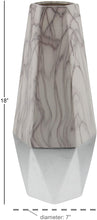 Load image into Gallery viewer, Deco 79 Ceramic White Silver Vase, Black/White/Silver, 15&quot; x 5&quot;