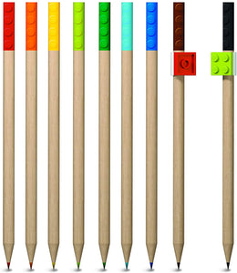 Lego LE51515 9 Pack Coloured Pencils with Toppers, Assorted Colours