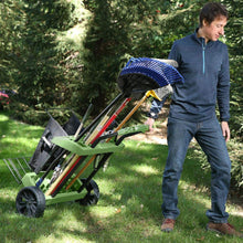 Load image into Gallery viewer, SuperDuty Lawn &amp; Garden Toolbox on Never Flat Wheels &amp; 120 Lb. Capacity Lift Plate-Made in USA - Organize &amp; Store Lawn &amp; Garden Tool Garage Storage Rack &amp; Yard Cart Garden Wheelbarrow Wagon (SD490)