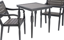 Load image into Gallery viewer, Numark Weather-Resistant Woodgrain Styled 3-Piece Metal Patio Furniture Bistro Table Set