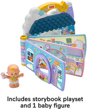 Load image into Gallery viewer, Fisher-Price Little People Baby&#39;s Day Story Set, 2 in 1 book and playset with baby figure for toddlers and preschool kids