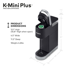 Load image into Gallery viewer, Keurig K-Mini Plus Single Serve K-Cup Pod Coffee Maker, with 6 to 12oz Brew Size, Stores up to 9 K-Cup Pods, Travel Mug Friendly