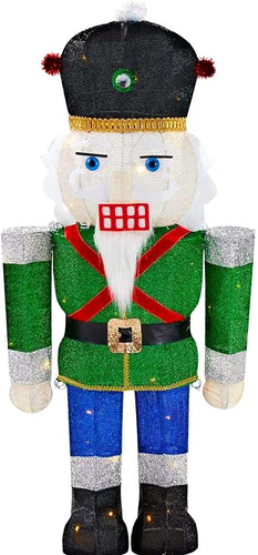 Home Accents Holiday 3 ft. Yuletide Lane LED Light Up Outdoor Tinsel Nutcracker