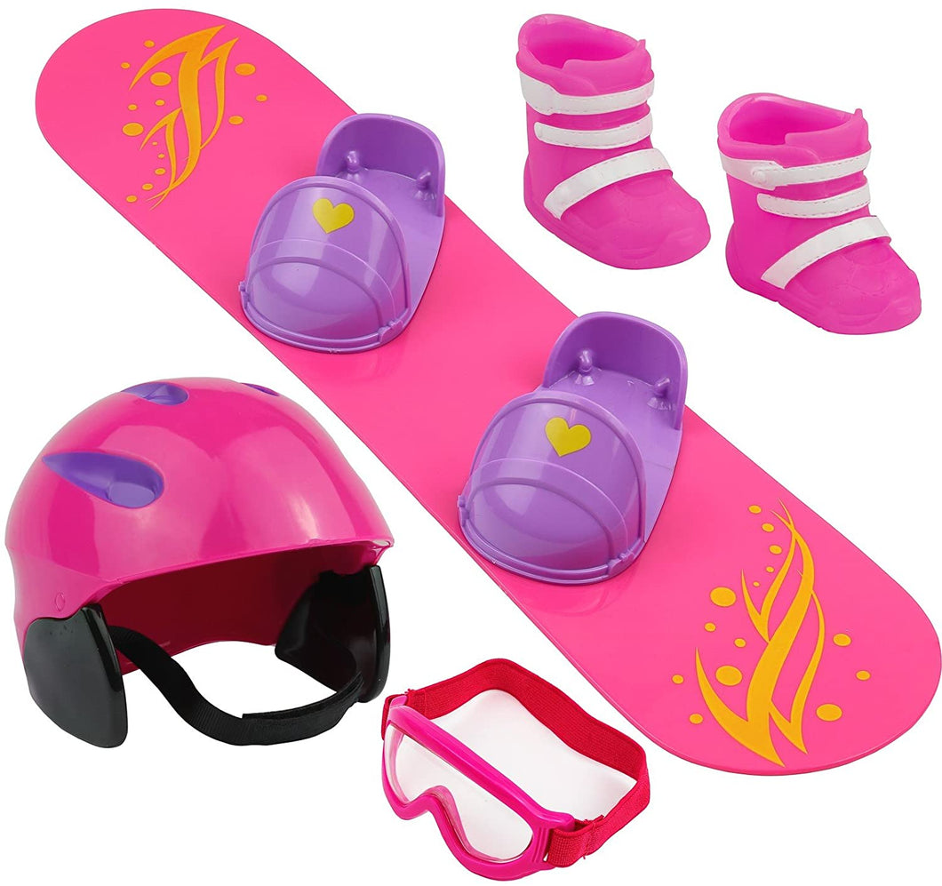 Click n' Play Doll Snowboard Set and Accessories. Perfect For 18 inch American Girl Dolls