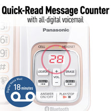 Load image into Gallery viewer, PANASONIC Expandable Cordless Phone System with Link2Cell Bluetooth, Voice Assistant, Answering Machine and Call Blocking - 2 Cordless Handsets - KX-TGD562G (Rose Gold/White)