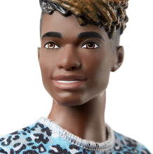 Load image into Gallery viewer, Barbie Ken Fashionistas Doll #153 with Sculpted Dreadlocks Wearing Blue Animal-Print Shirt, Purple Shorts &amp; Boots, Toy for Kids 3 to 8 Years Old