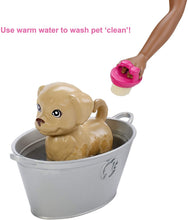 Load image into Gallery viewer, Barbie Play 'n Wash Pets Playset with Brunette Barbie Doll, 3 Color-Change Animals (A Puppy, Kitten and Bunny) and 10 Pet and Grooming Accessories, Gift for 3 to 7 Year Olds
