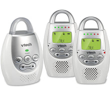 Load image into Gallery viewer, VTech DM221-2 Audio Baby Monitor with up to 1,000 ft of Range, Vibrating Sound-Alert, Talk Back Intercom, Night Light Loop &amp; Two Parent Units, White