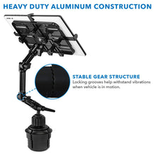 Load image into Gallery viewer, Mount-It! Car Cup Holder Tablet Mount, Universal Full Motion Car Mount for iPad Pro/Mini/Air, Amazon Fire, Samsung Galaxy, Including 7" to 11" Android Tablets Up to 3.3 lbs, Aluminum Construction