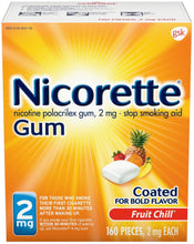 Load image into Gallery viewer, Nicorette 2mg Nicotine Gum to Quit Smoking - Fruit Chill Flavored Stop Smoking Aid, 160 Count