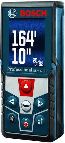 Bosch Blaze GLM 50 C Bluetooth Enabled 165’ Laser Distance Measure with Color Backlit Display