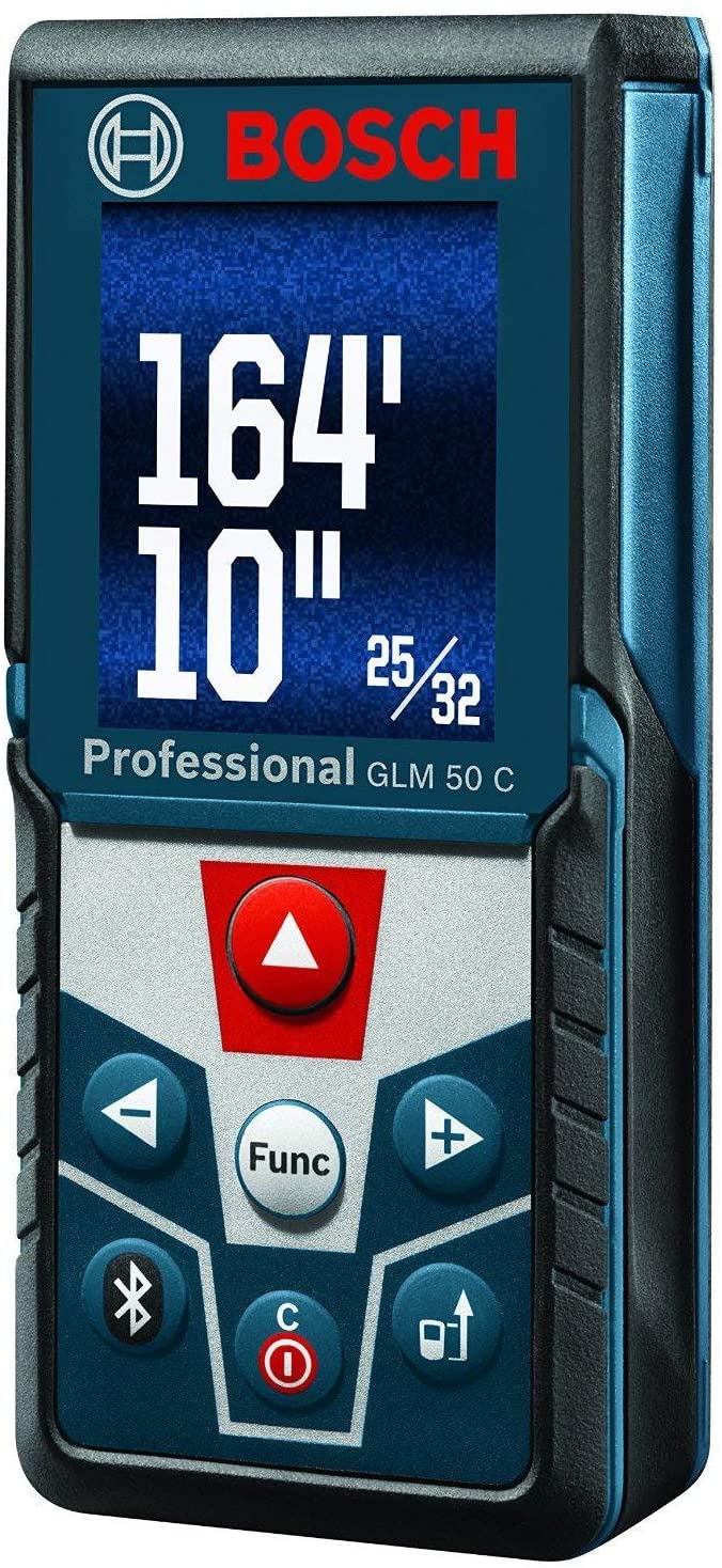 Bosch Blaze GLM 50 C Bluetooth Enabled 165’ Laser Distance Measure with Color Backlit Display