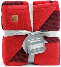 Load image into Gallery viewer, Better Homes and Gardens Super Soft and Warm Winter Velvet Plush Reversible to Sherpa Throw Blanket, Fun Prints with Solid Cream Back, 50&quot; x 60&quot; (Red Plaid)