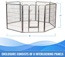 Load image into Gallery viewer, Iconic Pet Heavy Duty Metal Tube Pen Pet Dog Exercise and Training Playpen in Varying Sizes - Portable Exercise Puppy Cage with 8 Interlocking Metal Tube Panels, No Tools Required to Setup