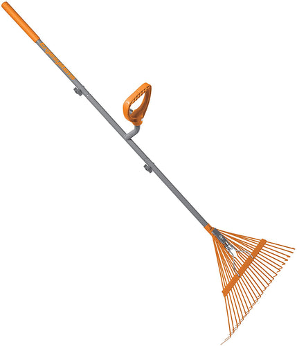 ERGIE SYSTEMS ERG-LFRK24 ErgieShovel Strain Reducing 54-Inch Shaft, 24 Steel Teeth Leaf Rake, Gray/Orange