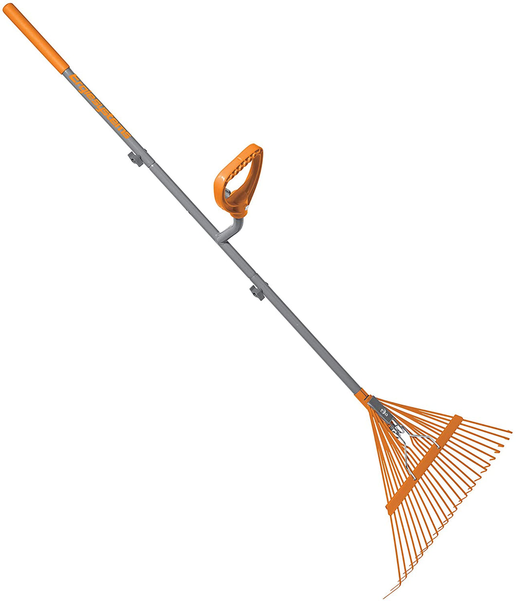 ERGIE SYSTEMS ERG-LFRK24 ErgieShovel Strain Reducing 54-Inch Shaft, 24 Steel Teeth Leaf Rake, Gray/Orange