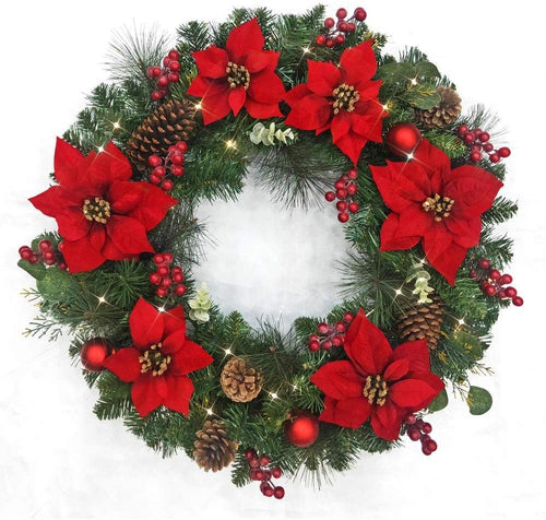 Home Accents Holiday 32 in. Pre-Lit LED Berry Bliss Artificial Christmas Wreath