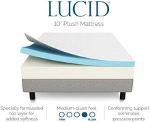 Load image into Gallery viewer, Lucid 10 Inch 2019 Gel Memory Foam Mattress