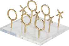 Load image into Gallery viewer, CosmoLiving by Cosmopolitan 56988 Glam Style Metallic Gold Tic Tac Toe Game Set on Clear Acrylic Board