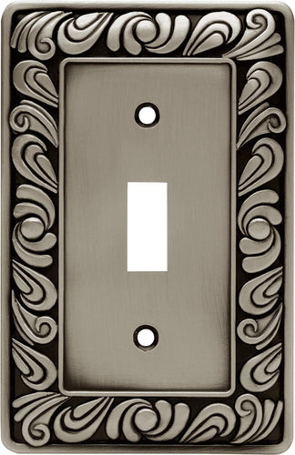 Franklin Brass 64048 Paisley Single Toggle Switch Wall Plate/Switch Plate/Cover, Brushed Satin Pewter.