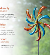 Load image into Gallery viewer, Alpine Corporation Dual Floral Windmill Stake with Gems