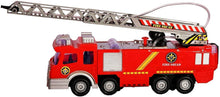 Load image into Gallery viewer, Fire Truck Toy Rescue with Shooting Water, Lights and Sirens Sounds, Extending Ladder and Water Pump Hose to Shoot Water, Bump and Go Action by Vokodo