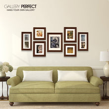 Load image into Gallery viewer, Pinnacle Frames and Accents Gallery Perfect 7 Piece Walnut Wood Photo Frame Wall Gallery Kit